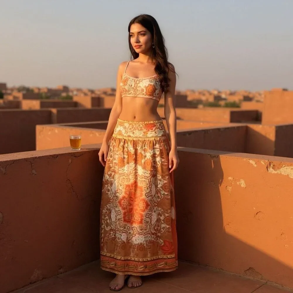 House of Harlow 1960 Linen Blend Paisley Maxi Skirt XS | Boho Festival - Picture 3 of 15